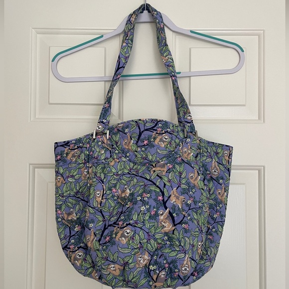 Vera Bradley “Hanging Around” Purple Sloth Print Glenna Purse Tote - Picture 3 of 7